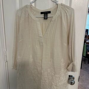 Cream shirt, size M, embroidered, 89th & Madison